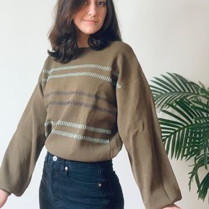& Other Stories khaki sweater with balloon sleeves